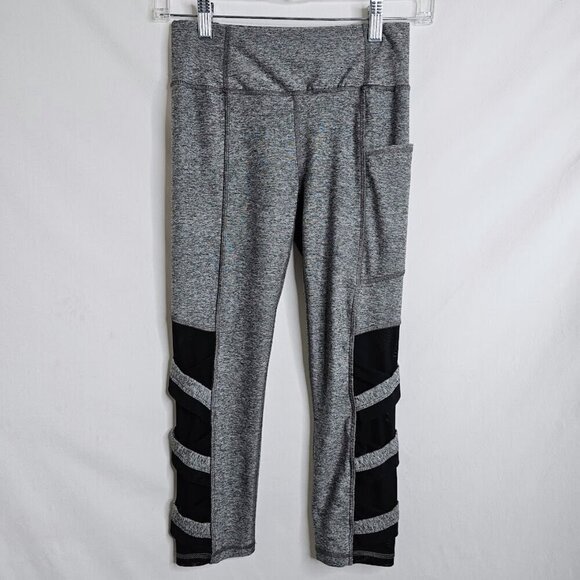 Women's X BY GOTTEX Crop Leggings Pocket GRAY BLACK size XS Athletic Athleisure - Picture 2 of 8